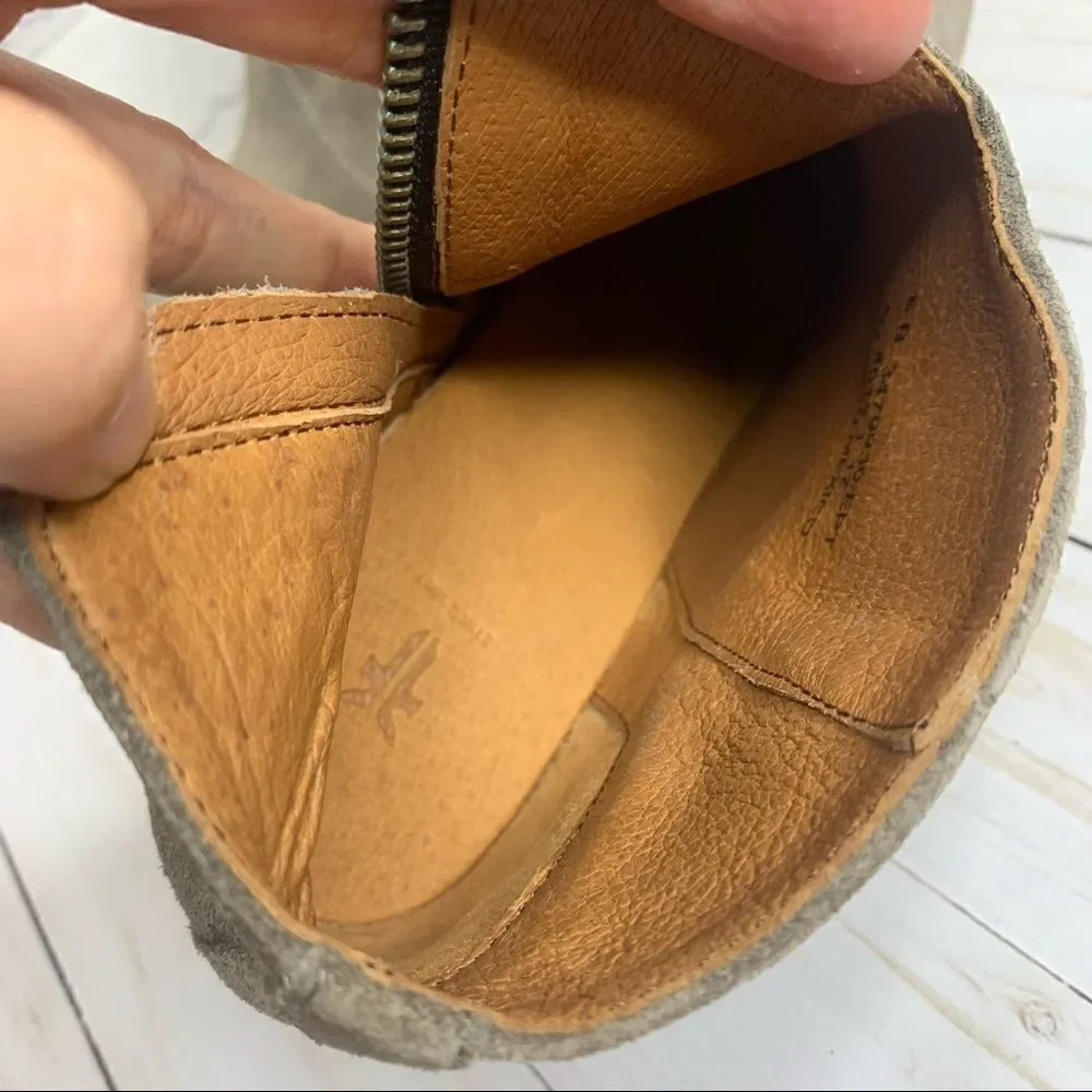 Frye Nora Zip Short Boots Elephant Grey Soft Oiled Suede